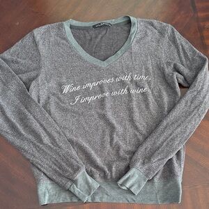 Wildfox Gray Wine Quote Sweater